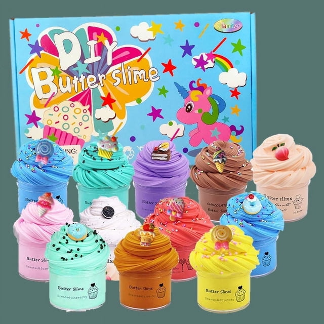 EASTIN Fruit Butter Slime Kits for Kids with Watermelon Lemon Peachybbies Strawberry Avocado and Cherry Charm Cute Stuff for Girls Fragrant DIY Slime Stress Relief Toys for Girls an