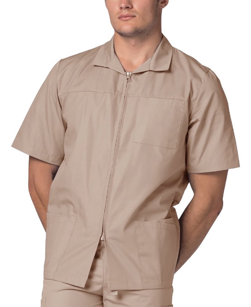 Adar Universal Scrubs For Men - Zippered Short Sleeved Scrub Jacket