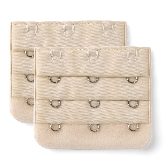 INSPIRE CHIC Rallonges de Soutien-Gorge pour Femmes à 3 Crochets et 3 Rangées en beige, Dotées d'Un Mélange de Coton Extensible et de nylon. Les Rallonges Ont Trois Rangées de Trois Crochets pour une Fixation Sécurisée, Offrant un Espace Supplémentaire pour les Soutiens-Gorge pendant l'Allaitement, les Changements de Poids Ou le Rétrécissement du Soutien-Gorge. Chaque Rallonge Mesure 5,7 x 5 cm (2,25 x 2 Pouces) avec un Espacement de 1,3 cm (0,5 Pouces) entre les Crochets.