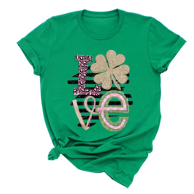 Birdeem T-Shirt Décontracté pour Femmes à Imprimé de la Saint-Patrick, à Manches Courtes, Chandail-Over, Hauts, Chandail