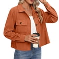thumbnail image 2 of Timegard Button down Shirts for Women Cropped Long Sleeve Jackets Fall Solid Color Casual Loose Tops, 2 of 8