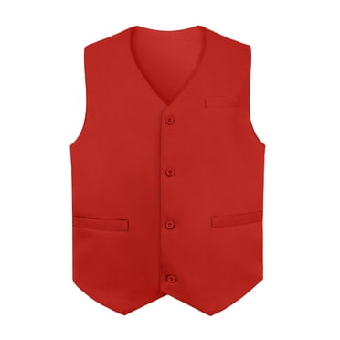 TOPTIE Unisex Uniform Vest for Supermarket, Hospitality & Service Work-Red-US Size S