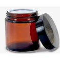 thumbnail image 1 of Vivaplex, 12, Amber, 4 oz, Round Glass Jars, with Inner Liners and black Lids, 1 of 5