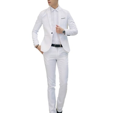 EGNMCR Men’s 3 Piece Suit Blazer, Slim Fit Tux with Button, Jacket Vest Pants & Tie Set for Party, Wedding and Business