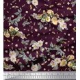 thumbnail image 1 of Soimoi Rayon Fabric Leaves,Moth & Magnolia Floral Printed Fabric 1 Yard 42 Inch Wide, 1 of 3