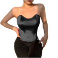 thumbnail image 2 of Lolmot Womens Fashion Solid Fishbone Girdling Slim Backless Tanks Top Short Breast Wrap, 2 of 8