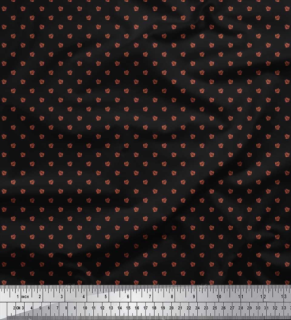 Soimoi Poly Georgette Fabric Artistic Leaves Print Fabric by the Yard 52 Inch Wide
