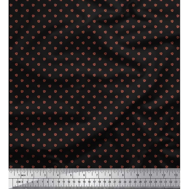 Soimoi Poly Georgette Fabric Artistic Leaves Print Fabric by the Yard 42 Inch Wide