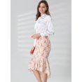 thumbnail image 4 of INSPIRE CHIC Women's Floral High-Low Elastic Waist Ruffle Hem Flowy Midi Chiffon Skirt, 4 of 6