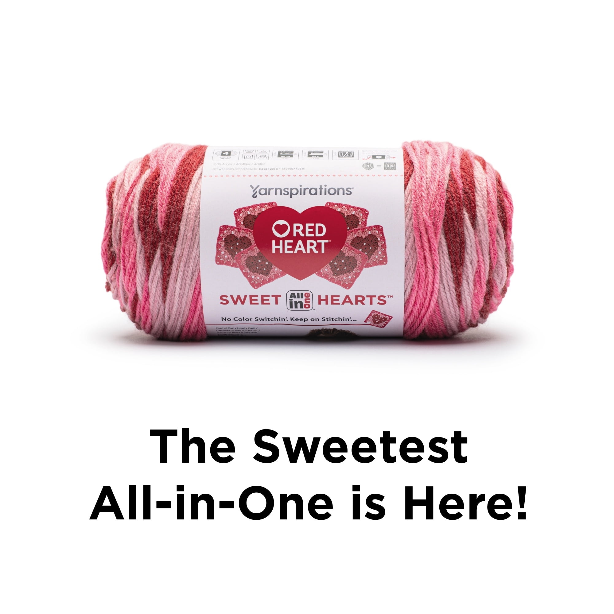 Red Heart® AIO Sweet Hearts™ n° 4 Worsted (Moyen) Acrylique, Primary 250 g / 440 m