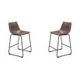 thumbnail image 1 of Heavenly Collection Counter Height Stool Set of 2, Brown Upholstered Seat with Black Metal Base, Modern Kitchen Counter Seating, 1 of 9