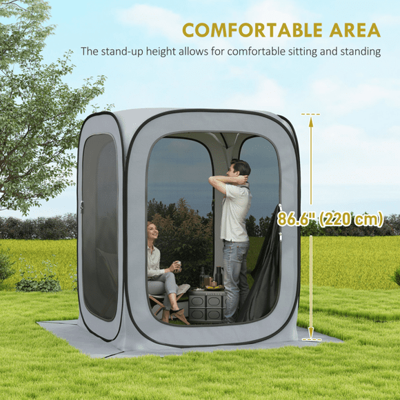 Instant Pop Up Screen House, Portable Canopy Tent with 360° Mesh Walls & Carry Bag, Easy Setup Sun Shade Shelter with Mosquito Net for Camping, Backyard, Beach, Sports Events