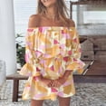 thumbnail image 2 of Ketyyh-chn99 Robes Maxi pour Femmes 2024 Robe Évasée à Fleurs Encolure Carrée Plissée Évasée Boho Robe d'Été Jaune,G, 2 of 5