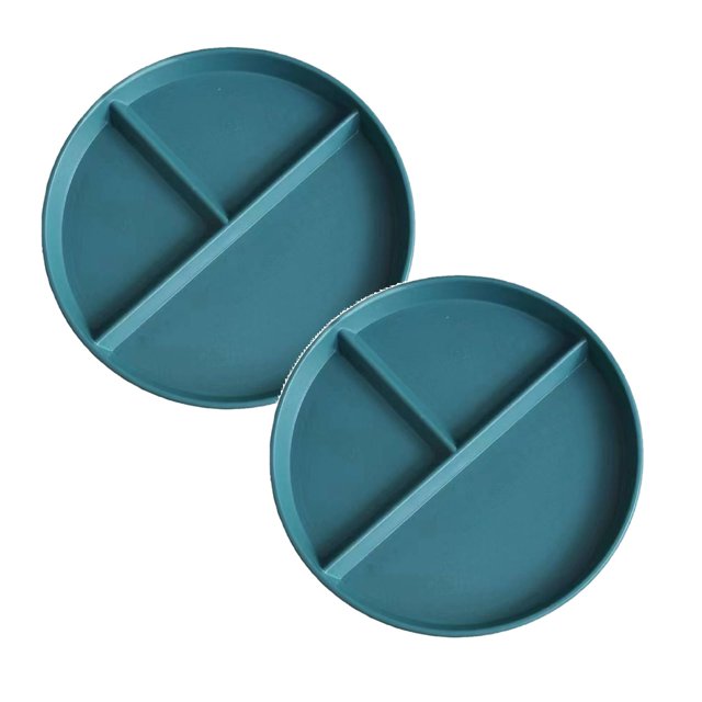 Oleegame Ensemble de Couverts en Acier Inoxydable 2 Pcs Assiettes en Blé pour Adultes Ensemble de Vaisselle Réutilisable Assiette Compartimentée pour Enfants Plateau à Salade en Plastique pour Bariatrique Plateau à Lunch Micro-Ondes et Lave-Vaisselle Bleu