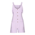 thumbnail image 5 of Kcodviy Short Rompers for Women Loose Rompers for Women Summer Casual Button Rompers Linen Romper Overalls Jumpsuit Shorts Button Plus Size Jumpsuit for Women Rompers, 5 of 5