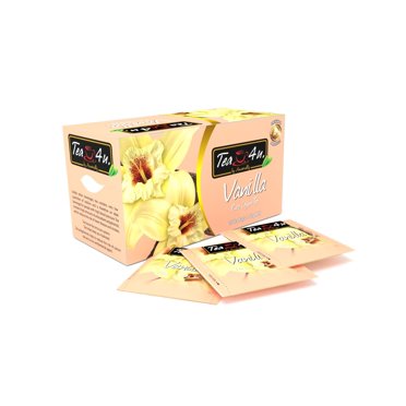 tea 4U Thé Noir à la Vanille, Thé de Ceylan, Boîte de 25 Sachets de Thé