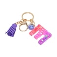 thumbnail image 1 of Hangs Pendant 2 Resin Glittering Letter Keychain with Color Stitching Flowing Design Purple Drop Glue English Character Key Chain, 1 of 5