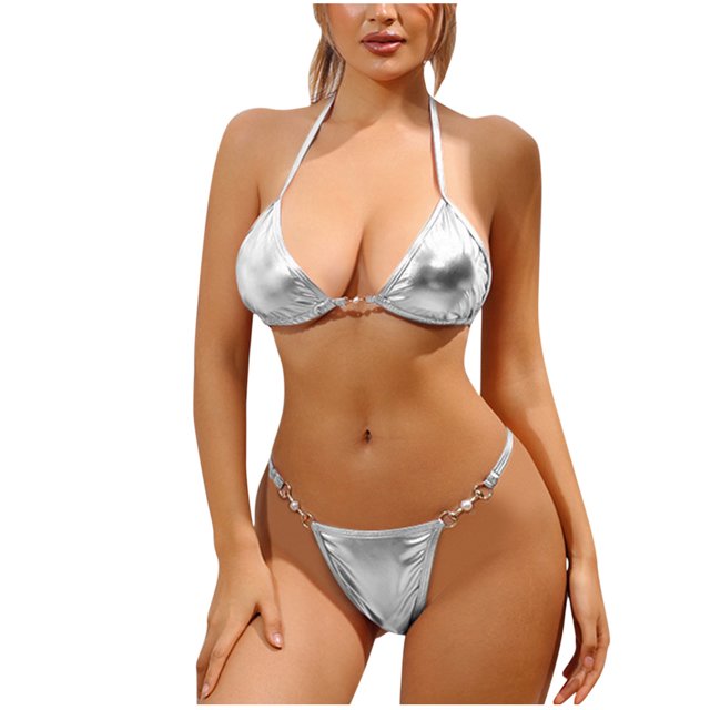 Bikinis Sets for Women Womens Solid Color Split Swimsuit With Gathered Three Point Strap Bikini Split Swimsuit Set