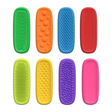 Bunblic 8 Pcs Bandes Sensorielles Pierres Sensorielles pour Enfants Jouet Silencieux Silencieux Doux Doux Ensemble de Jouets Anti-Stress en Silicone Jouet en Silicone pour Élèves Prix, Boîte