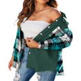 thumbnail image 4 of Veste à Carreaux pour Femmes Manches Longues Col Rabattu Fermeture à Boutons Hauts Décontractés, 4 of 6