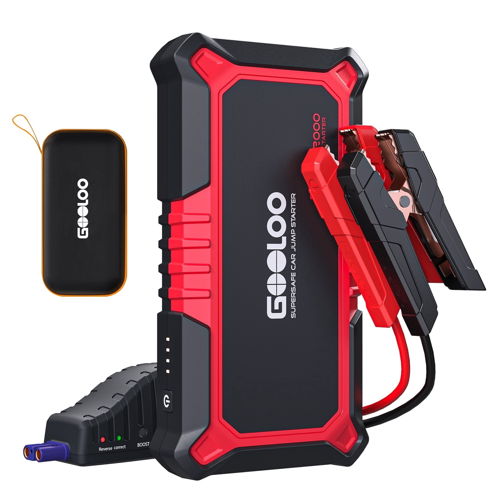 Refurbished Gooloo GP2000 Car Jump Starter, 2000A Peak 12V  Portable Jump Pack, Black/Red