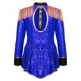 thumbnail image 4 of RUNQHUI Enfants Filles Ringmaster Cirque Manches Longues Justaucorps Uniforme de Marche Performance Magicien Tenues Bleu Royal 10, 4 of 7