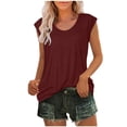 thumbnail image 1 of Timegard Débardeurs pour Femmes Col Rond Manches Courtes Confortables Été Décontracté Amples Chemises Hauts Blouse T-Shirt Basique, 1 of 6