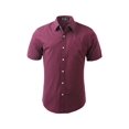 thumbnail image 2 of INSPIRE CHIC Men's Shirts Point Collar Short Sleeve Polka Dots Button Down Shirt 38 Burgundy, 2 of 7