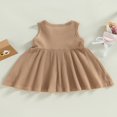 thumbnail image 4 of Robe de Bébé Enfant Fille Sans Manches Cou Solide Été une Ligne Robe, 4 of 8