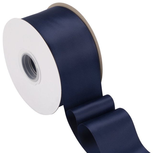 Joycrosso Navy Ribbon 2 1/2 Inch Wide Thick Fabric Ribbon, 50 Yards Double Faced Satin for Gift Wrapping Floral Bouquets Wedding Party Decoration