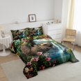 thumbnail image 3 of Erosebridal 3D Sloth Bedding Full Comforter Set, Pink Flower Down Comforter, Animal Print Decor, Reversible 3-Piece, 3 of 7