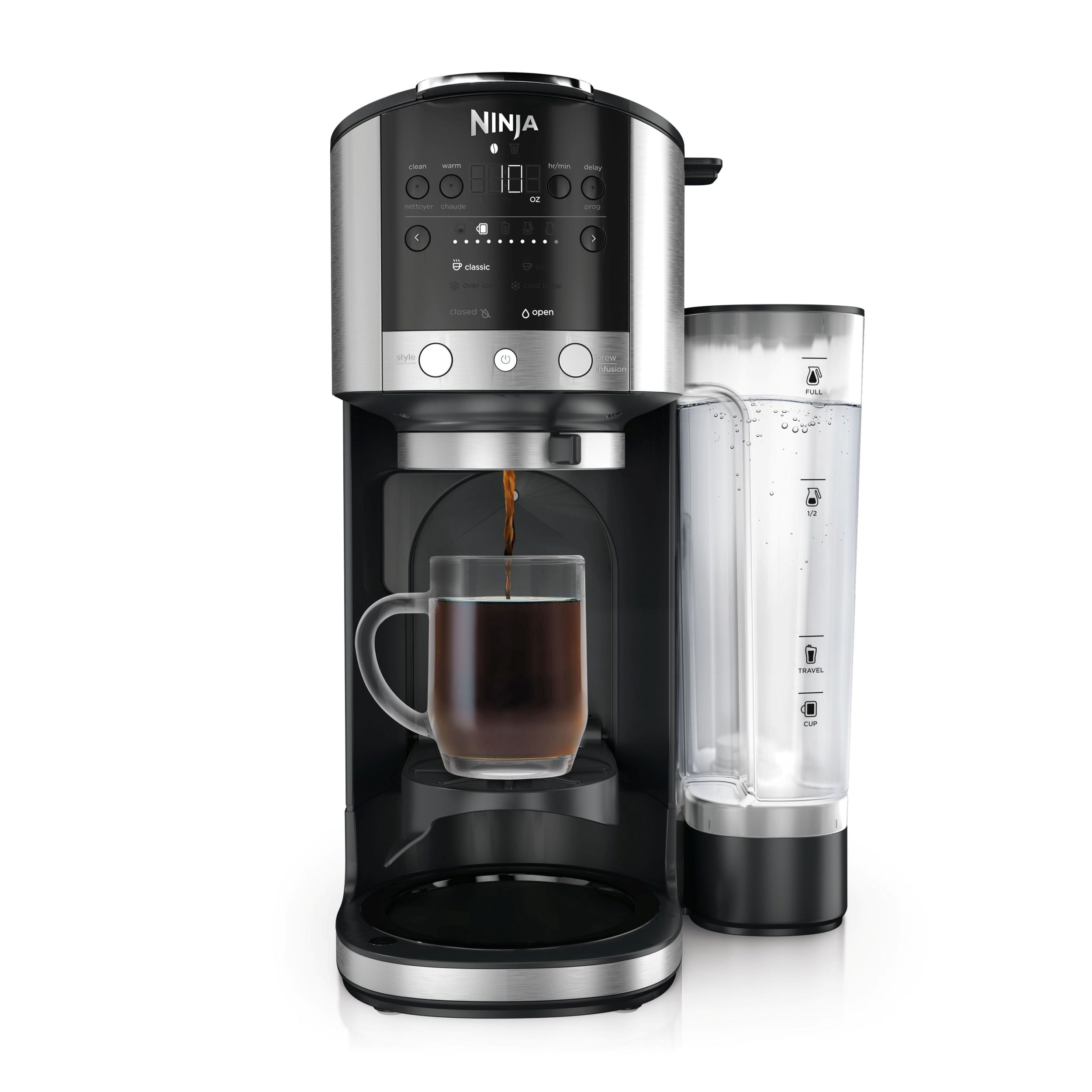 Cafetière Ninja DualBrew, préparez du café avec du café moulu et des dosettes, de la tasse unique à la carafe de 12 tasses, acier inoxydable, GP161