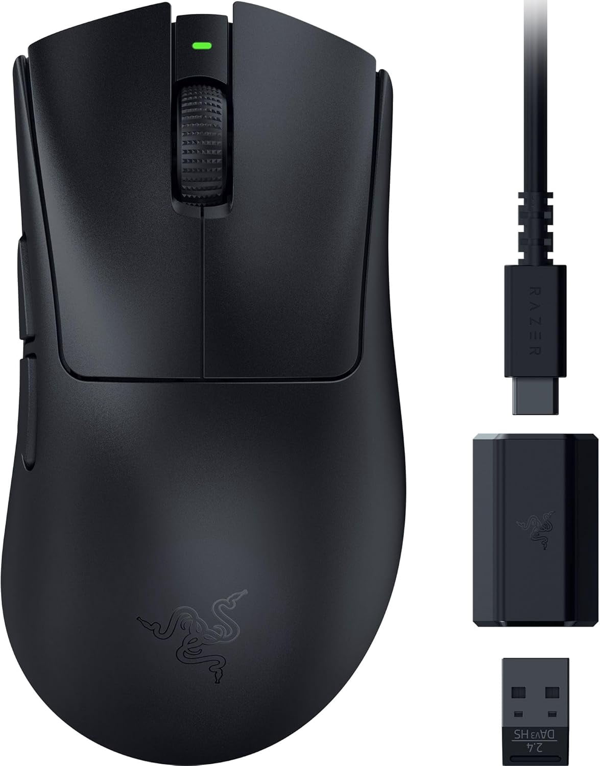 Razer DeathAdder V3 HyperSpeed Wireless Gaming Mouse: 55g Lightweight - USB C Charging - Up to 100 Hr Battery - Advanced 26K Optical Sensor - Gen 3 Optical Switches - 8 Programmable Controls - Black