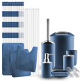 thumbnail image 1 of Clara Clark Bathroom Accessory Set, Navy Blue Bathroom Décor with Toothbrush Holder Set, Bathroom Curtains Shower Set, Bath Rug Set Included, 1 of 7