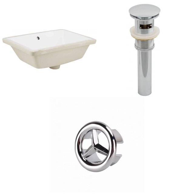 18.25-in. W Rectangle Bathroom Undermount Sink Set In White - Chrome Hardware - Overflow Drain Incl. AI-20573