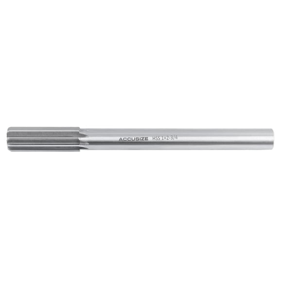Accusize Industrial Tools 1'' H.S.S. M2 Straight Shank Straight Flute Chucking Reamer, Flute Length 2-3/4'', Oal 10-1/2'', 8 Flute, 5015-0285