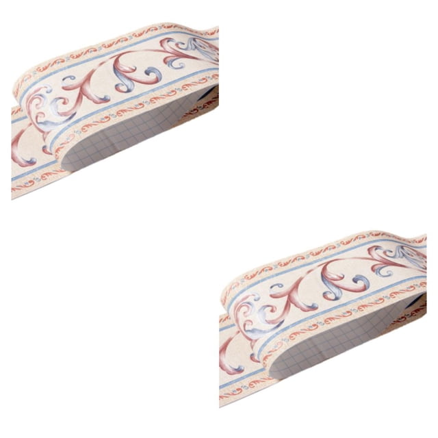 Decodeary Wood Marbling SelfAdhesive Skirting Line Exquisite Workmanship And Retro Fashion PVC Waterproof Waist Line For Wall PVC Beige vine flower 2Set