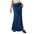 thumbnail image 1 of Tauxra Solid Color Maxi Skirt for Women Elastic Waist Long Skirt with Drawstring Casual Flowy Boho Skirt Summer Spring Daily Wear Solid Color Long Skirt for Women, 1 of 5