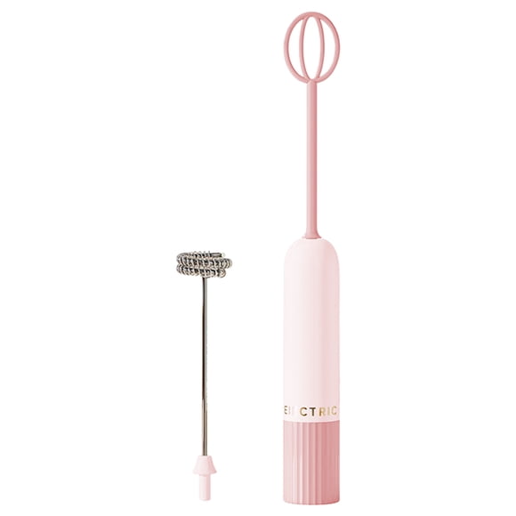 XIPYYKM Handheld Milk Frother with 2 Heads, Coffee Whisk Foam Mixer Battery-Powered, Foam Maker Blender for Latte, Cappuccino, Hot Chocolate, Egg (Pink)