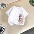 thumbnail image 4 of LUOGENLI T-Shirt pour Filles Enfant Filles Mignon Mode Imprimé Décontracté Ample Col Rond Manche Courte Tee Été T-Shirt Hauts Maxi Hauts avec Shorts en Dessous Blanc 2-4 Ans, 4 of 4