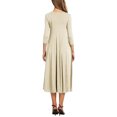 thumbnail image 3 of Nlife Robe Midi Évasée à Manches 3/4 et Col Rond pour Femmes, 3 of 4