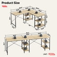 thumbnail image 3 of Bestier 95.5 inches L-Shaped Computer Desk Long Table for Home Office Oak, 3 of 7