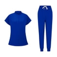 thumbnail image 3 of Women Scrubs Matching Set Round Neck Stretch Tops With Pockets & Cargo Pants Jogger Nurse Work Uniform Sets, 3 of 5