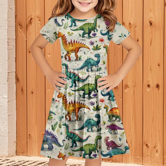 LOVZFMLL 2-12 Years Girls' Summer Casual Sleeveless Round Neck Button With Pockets Dress