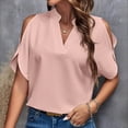 thumbnail image 2 of FAIWAD Summer Tops for Women Off The Shoulder V Neck Shirts Solid Color Going Out Blouses, 2 of 3