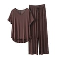 thumbnail image 2 of Weiqiqre Ensembles de Pyjama pour Femmes Pyjamas Rafraîchissants Ensembles Assortis d'Été Manches Courtes Ensemble de Détente Femmes, 2 of 3