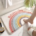 thumbnail image 1 of Rainbow Flocking Bath Mat, Bathroom Rug Water Absorbent Non-Slip Soft Microfiber Carpet Mat for Tub Sink Shower and Bath Room Cute Cartoon Doormat, 24"x16"-Rainbow, 1 of 6