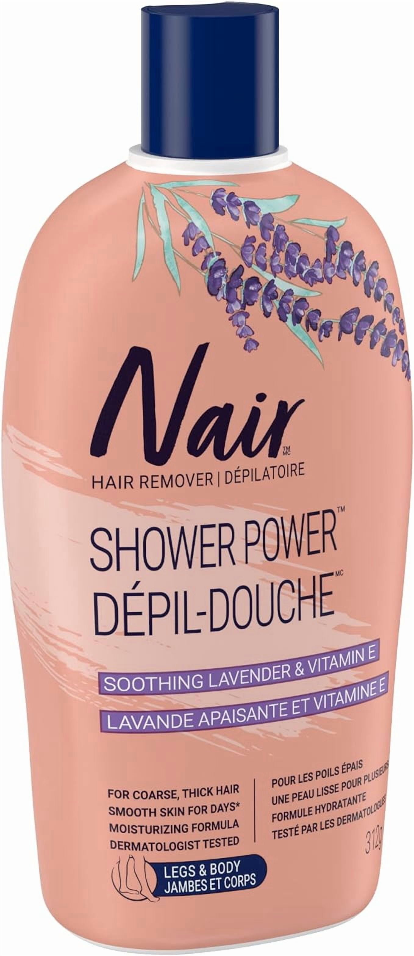 Nair Dépil-Douche Max Pour Forte Pilosité Formule Hydratante Avec Lavande Apaisante Et Vitamine E.