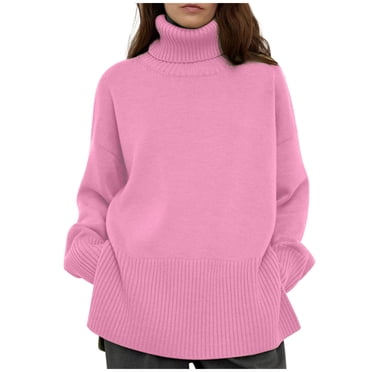 Pisexur Womens Sweaters Ladies Turtleneck Sweaters Long Sleeve Wool Solid Color Knit Sweater for Women Casual Loose Oversized Fall Sweaters Blouse Trendy Pullover Sweaters for Women