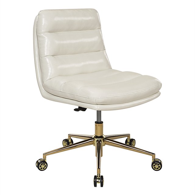 Chaise de Bureau Legacy en Similicuir Crème avec Base Dorée